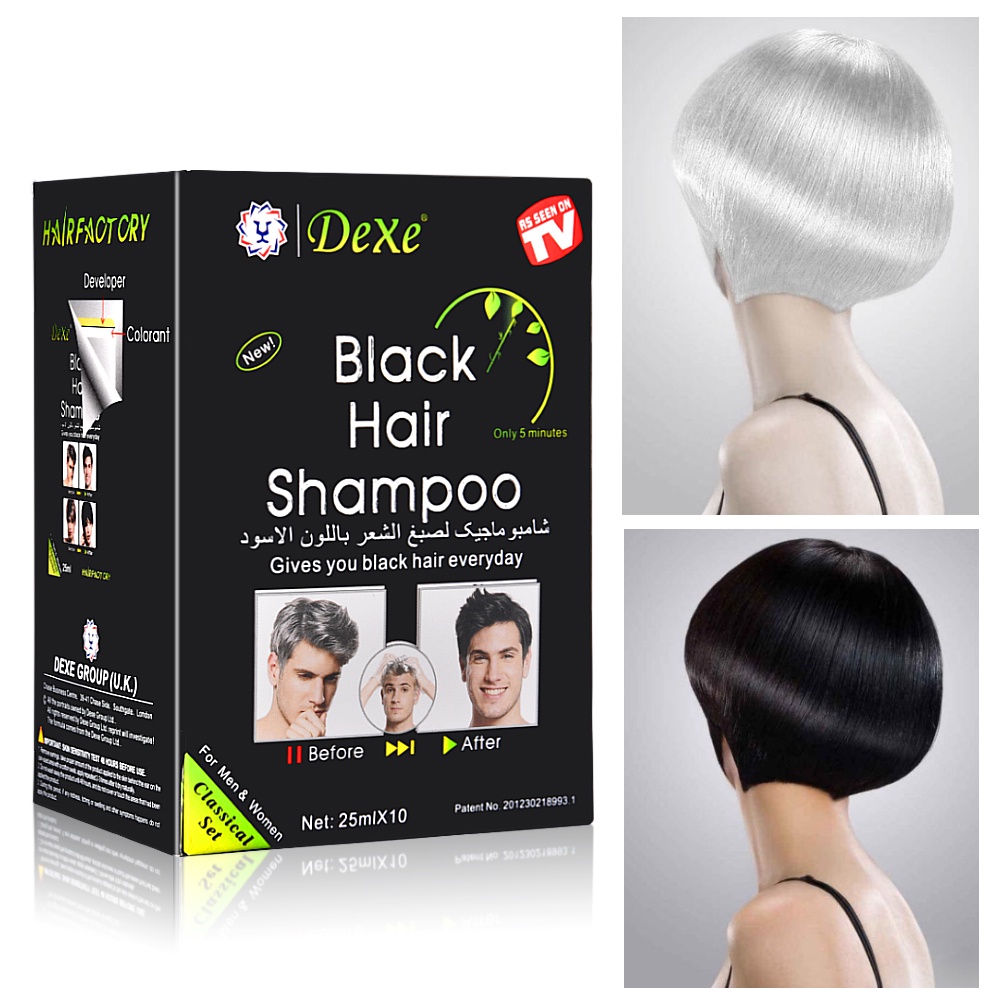 Set 10 Dầu Gội Agdoad Dexe Thảo Dược Nhuộm Tóc Đen Tức Thì 5 Phút Màu Xám Trắng Đen