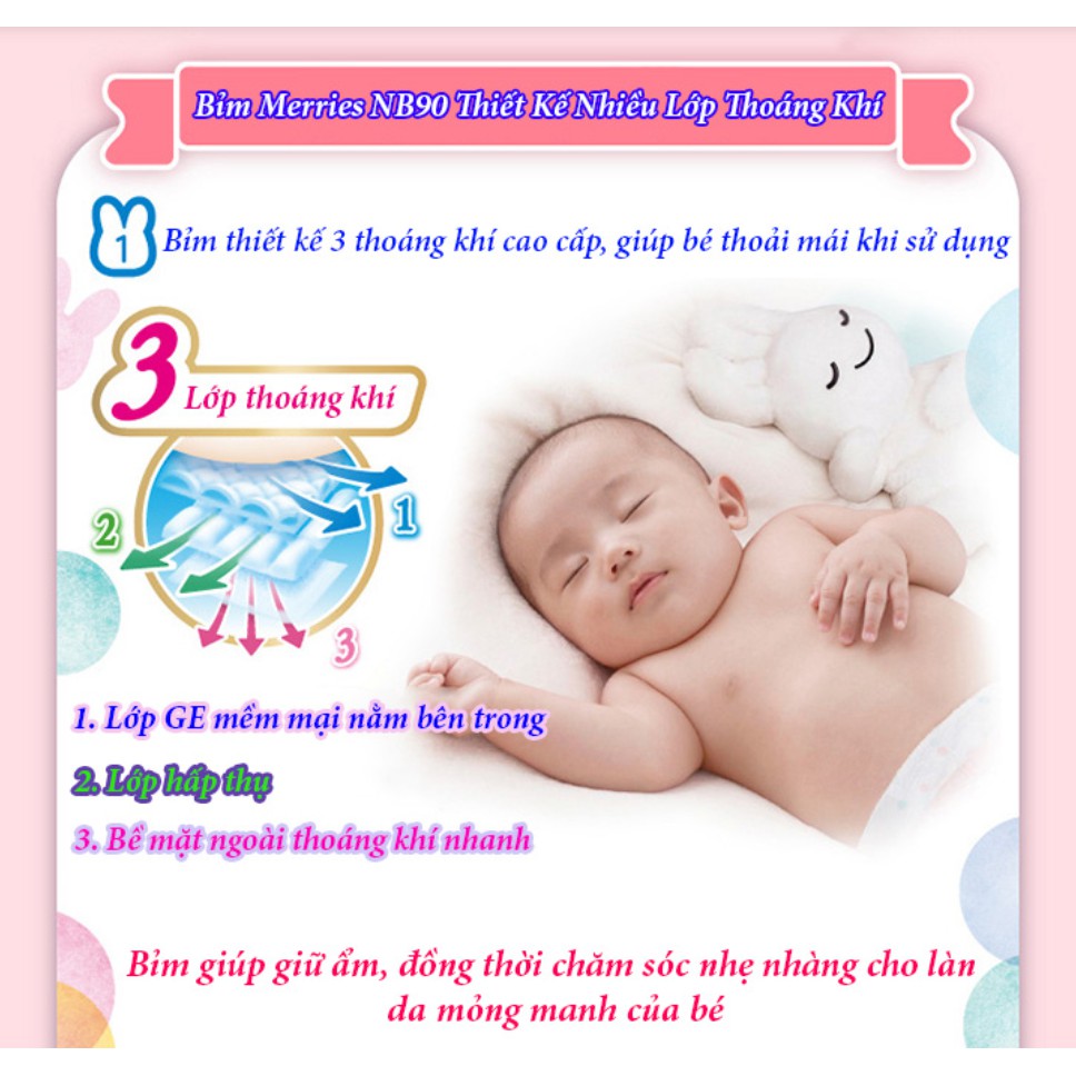 Bỉm/Tã dán Merries dành cho trẻ em NewBorn-96/S-88/M-68/L-58