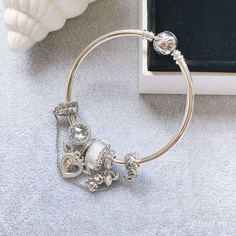 Vòng tay mạ bạc s925 Pandora hình đôi cánh thiên thần xinh xắn cho nữ