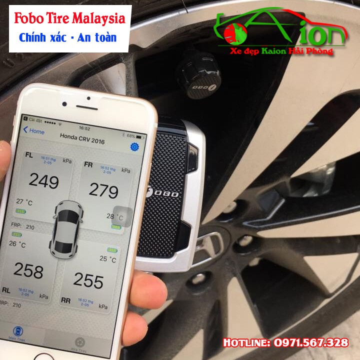 Fobo Tire Malaysia - Cảm biến áp suất lốp Ô tô Kết nối Điện thoại - Smartphone công nghệ Bluetooth 4.0 - TPMS Fobo Tire