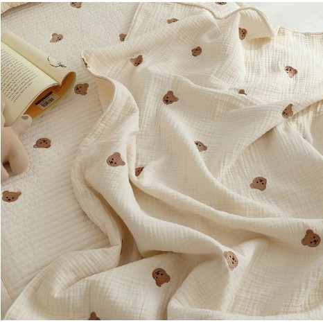 New Chăn Xô 6 Lớp Chezbebe Thêu Hình Gấu Shegomi