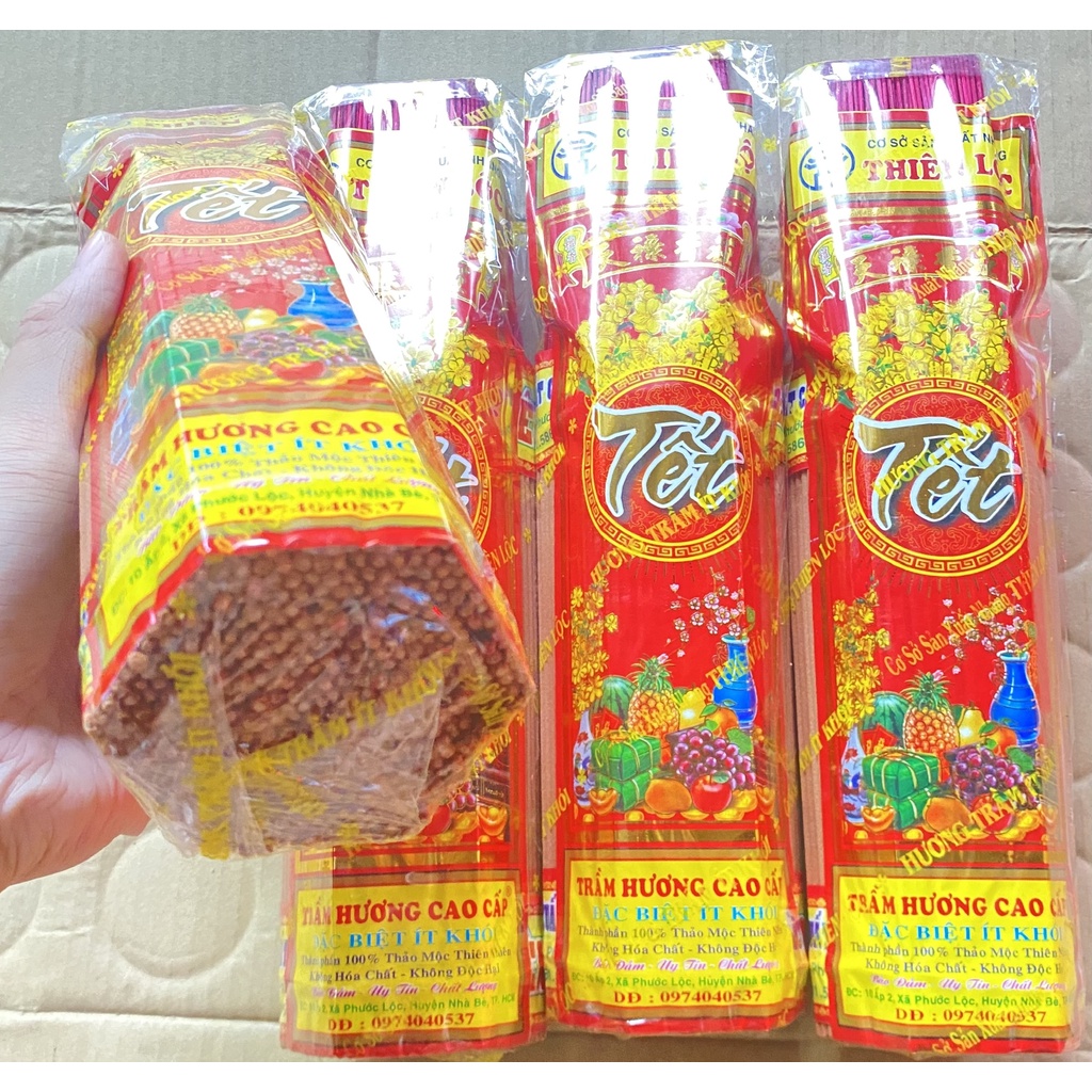 Nhang Thơm Tết Cao Cấp Bó Trung- 3-4 Tấc Gói 500 Cây - Hàng Mã Thiên Lộc