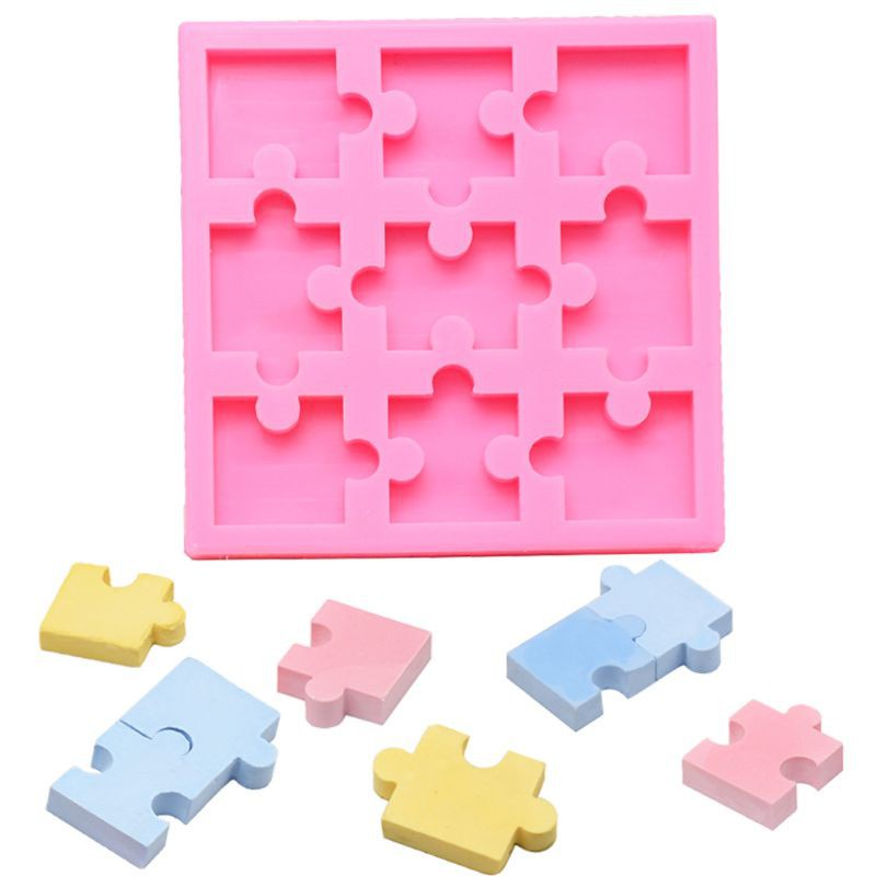 time* Handmade Puzzle Piece Mold Silicone Puzzle Crayons Maker Mold Silicone Mould DIY Jewelry Pendant Making Art Craft Tools epoxy resin molds keychain kit