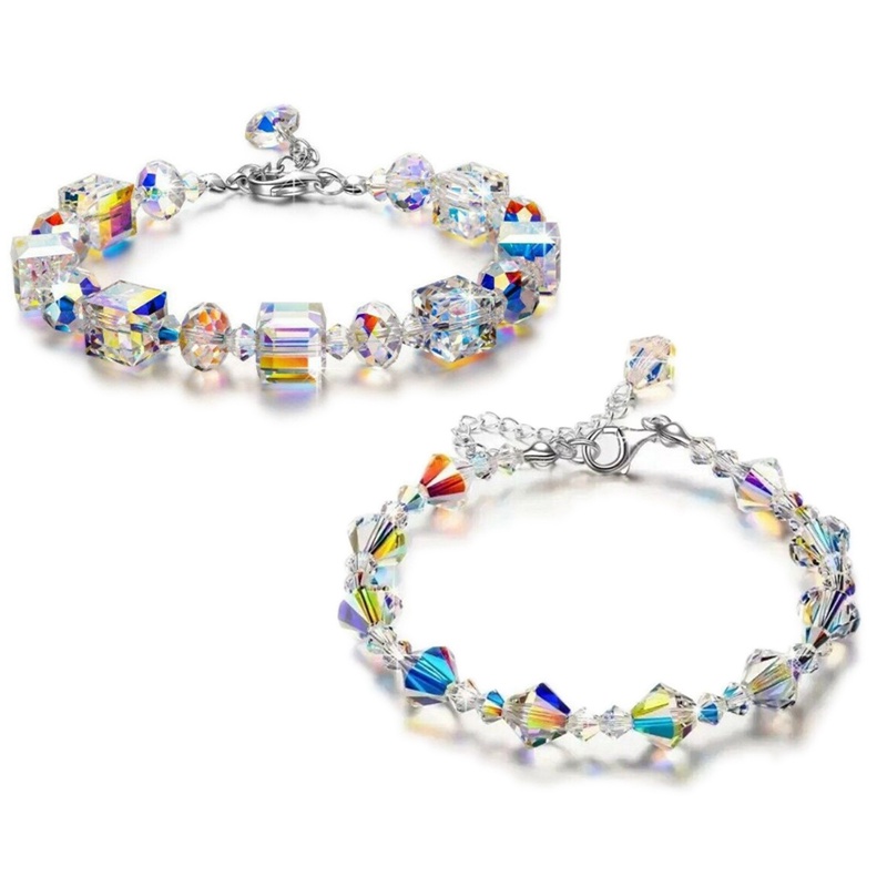 Ygt Vòng Tay Chuỗi Hạt Pha Lê Trắng Sáng Bóng Thanh Lịch Cho Nữ