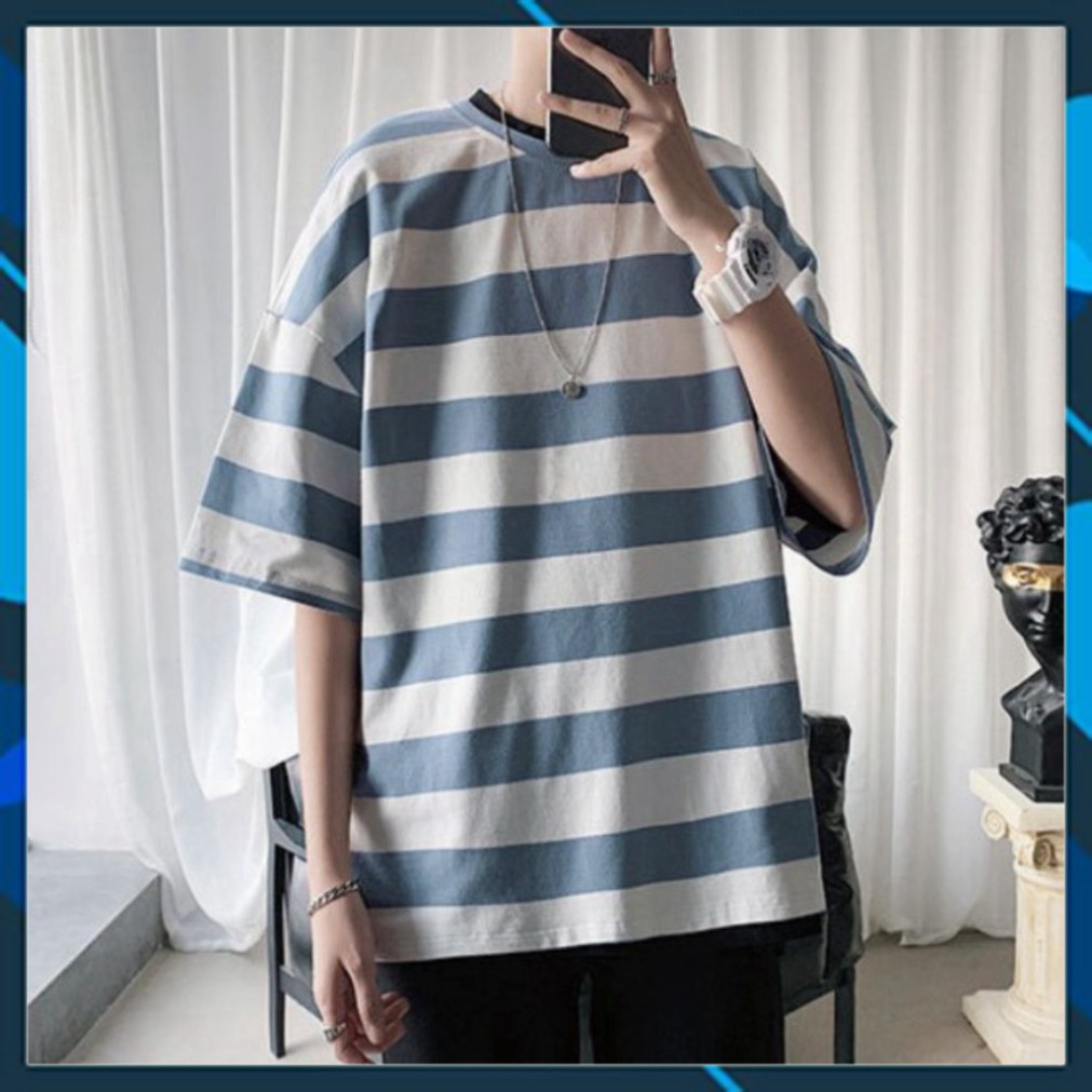 Áo Thun Tay Lỡ Form Rộng Kẻ Sọc Ngang Siêu Hot🍁 Unisex nam nữ đều mặc được | BigBuy360 - bigbuy360.vn