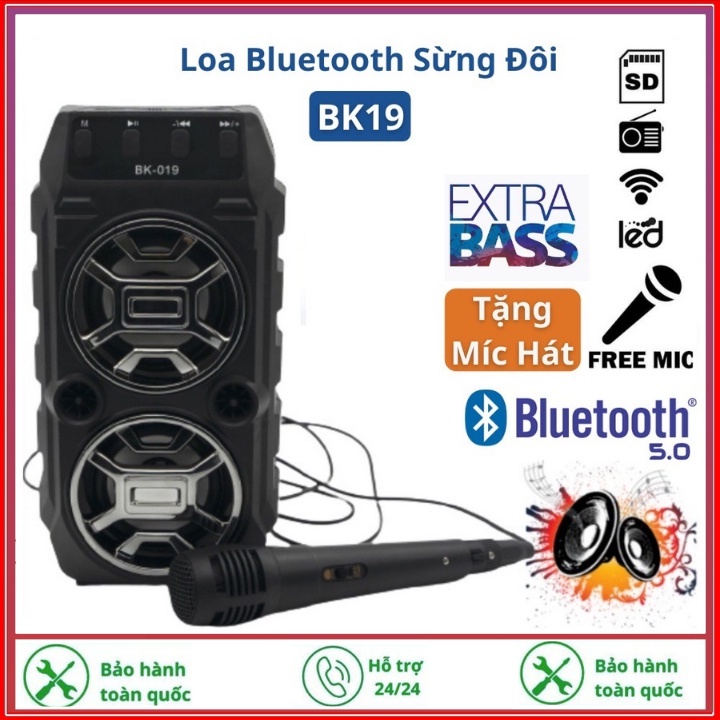 Loa karaoke mini di động Kimiso Bk019 loa hát âm lớn, hát karaoke hay/Tặng Kèm Mic Cao Cấp
