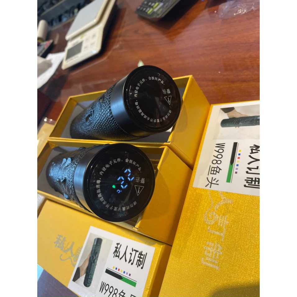 Bình Giữ Nhiệt Vân Da Cá Hiển Thị Nhiệt Độ Full Box