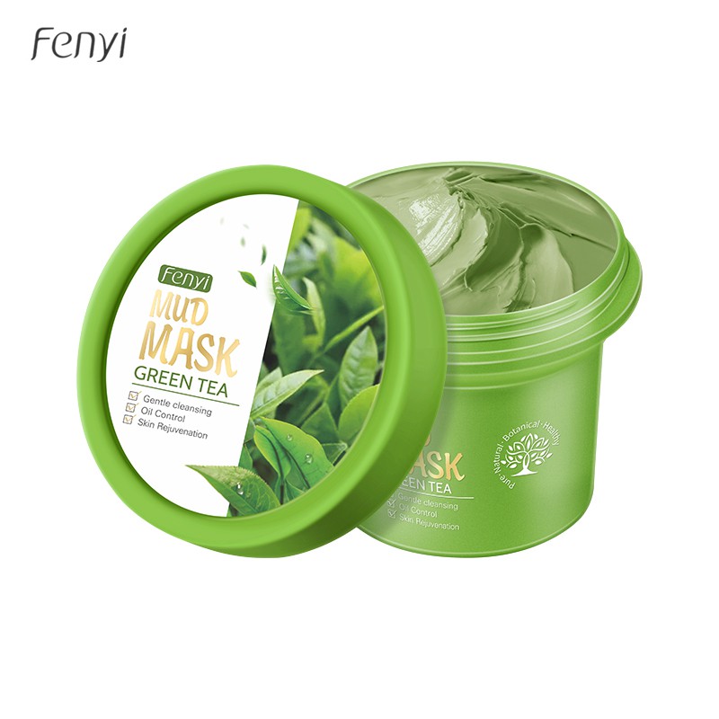 Mặt nạ đất sét Fenyi tinh chất trà xanh giảm mụn đầu đen kiềm dầu dưỡng trắng 100g