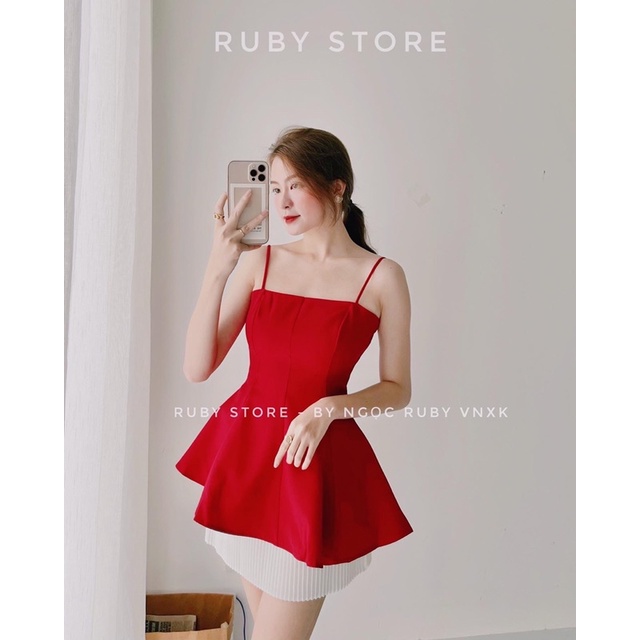 Áo 2 dây xòe peplum thiết kế cao cấp thanh lịch ( HÌNH THẬT RUBYSTORE 100%) | BigBuy360 - bigbuy360.vn