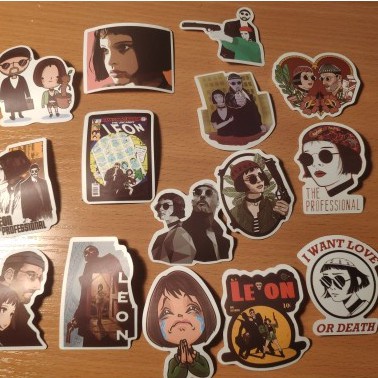 Bộ 10/25/50 miếng dán PVC chống nước họa tiết Leon The Professional trang trí cho ván trượt/guitar/laptop/vali/xe hơi