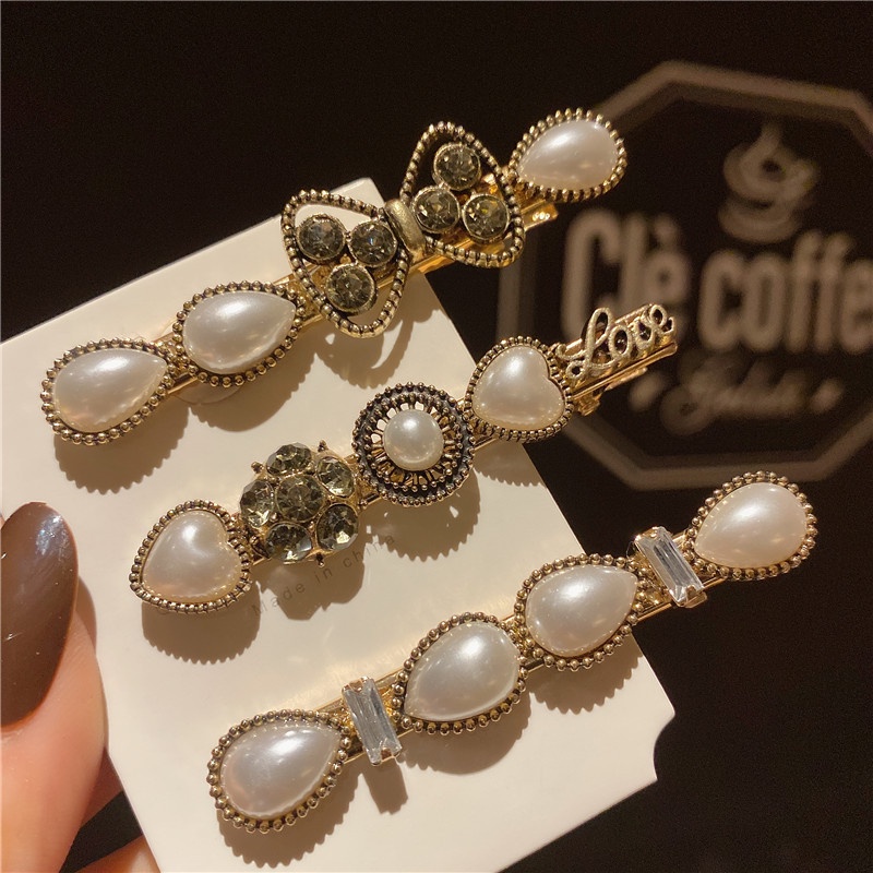 Kẹp tóc mái Hàn Quốc đính đá và ngọc trai nhân tạo sang chảnh các kiểu KEP8 TOBI STORE