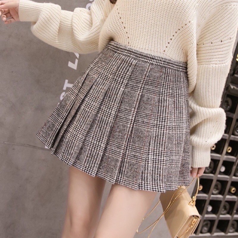 CHÂN VÁY TENNIS CARO ULZZANG KÈM ẢNH THẬT 🍀🍀😇😇