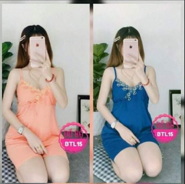 Bộ đùi thun lạnh ren hoa chéo ngực, chất thun lạnh, mát, freesize cho phụ nữ từ 40-55kg, pizama đùi 2 dây