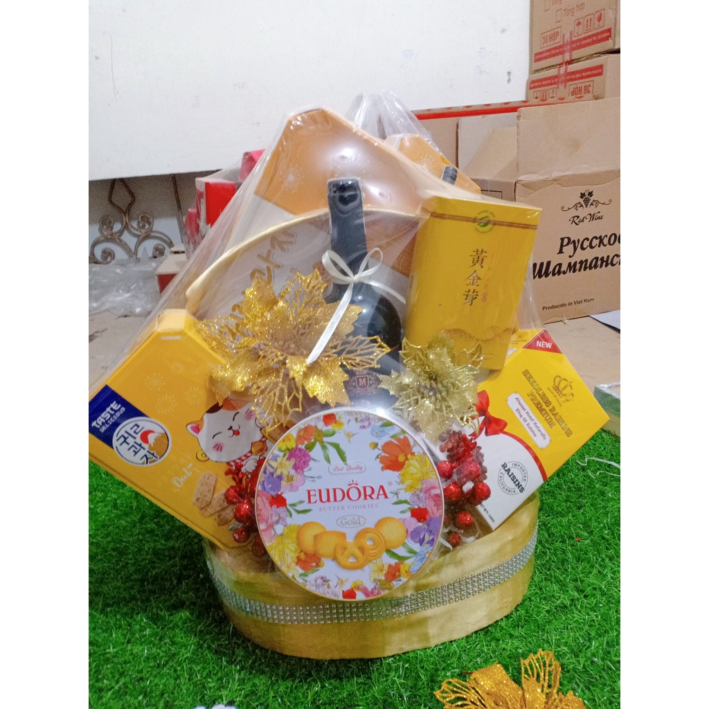 GIỎ QUÀ TẾT sang trọng - lẵng quà tết cao cấp hộp quà biếu tết giá siêu cạnh tranh, cam kết như ảnh