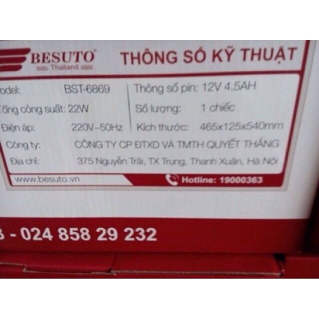 Quạt Tích Điện Cây Besuto Thái lan BST-6868