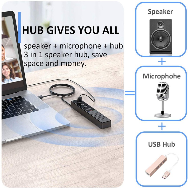 Loa Máy Tính 3 Trong 1 Kèm Mic & Hubs Usb Pc