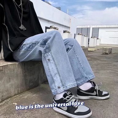 Quần jean nam dài ống rộng thời trang dành cho Hàn Quốc quần bò nam đẹp Simple baggy jean nam Fashion quần jean ống rộng unisex