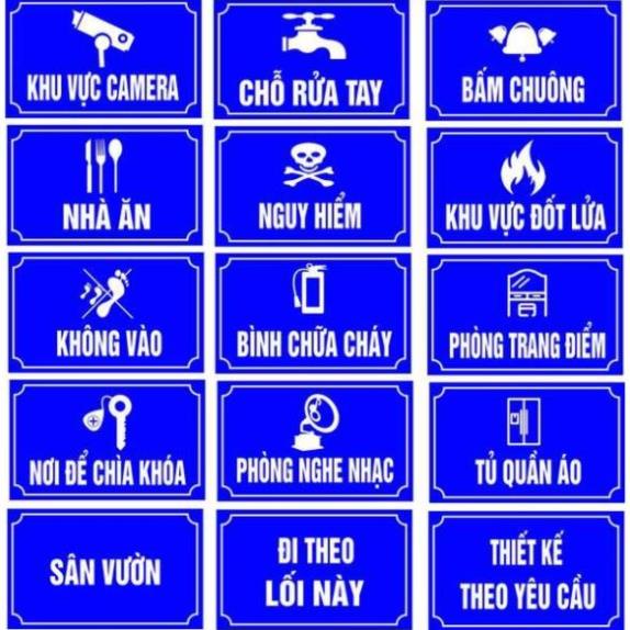 Bảng khu vực camera, phòng tắm, khu vực bếp, dụng cụ ăn uống, nơi treo chìa khóa, thiết kế theo yêu cầu
