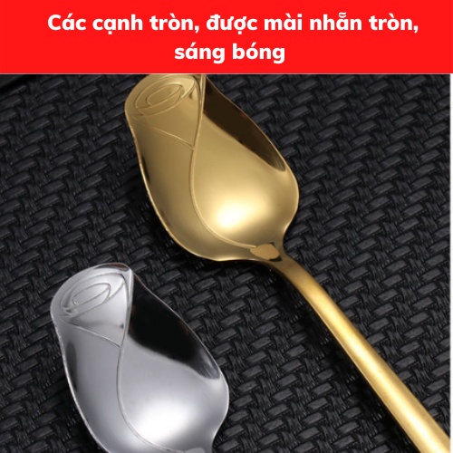 MuỗngThìa HOA HỒNG  cà phê Inox dụng cụ pha cafe trà chanh chất liệu inox 304 sáng bóng tinh tế sang chảnh nhiều màu sắc