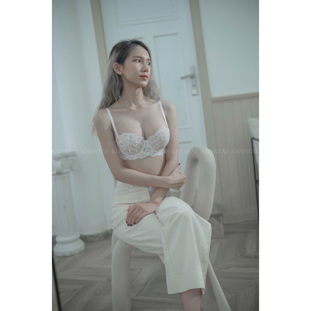 Áo Ngực Nữ Ren Sexy Dáng Cơ Bản Gợi Cảm Có Gọng Mút Nâng Ngực KRYSTAL A002