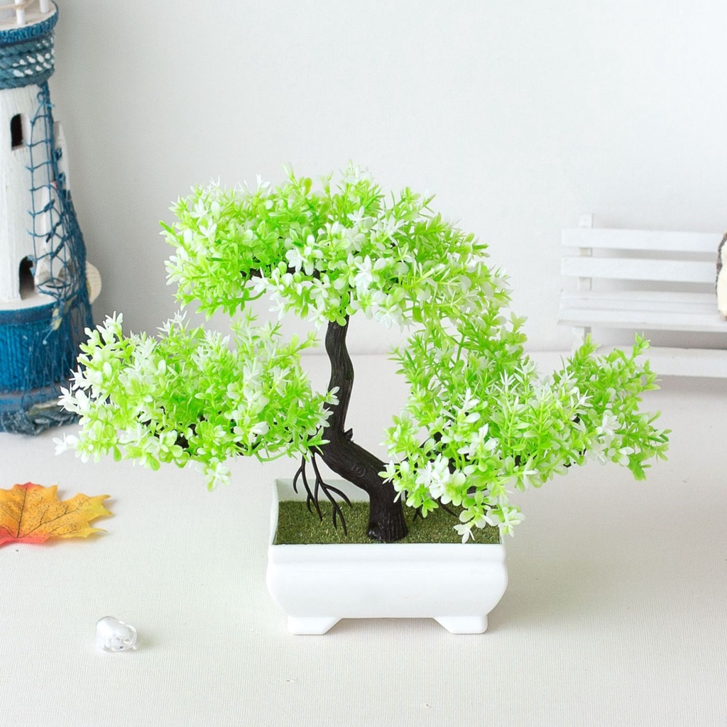 Chậu cây Cát Tường 3 nhánh siêu đẹp trang trí, để bàn - Hoa giả may mắn thu hút tài lộc KP120