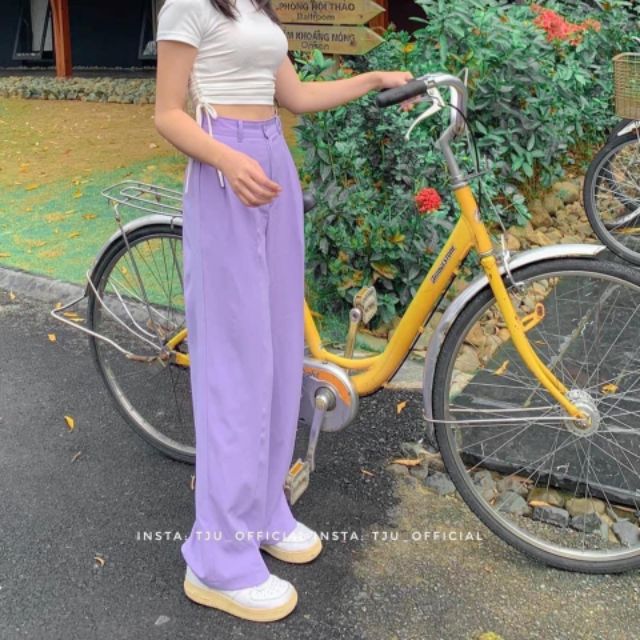 [Cực hot  ] Quần suông 1 cúc tím   [Sản phẩm bán chạy] | BigBuy360 - bigbuy360.vn