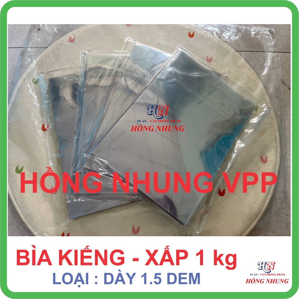 Xấp 1kg Bìa Kiếng Đóng Sách A4 - Dày 1.5 Dem (1.5 Zem) - Trắng Trong suốt