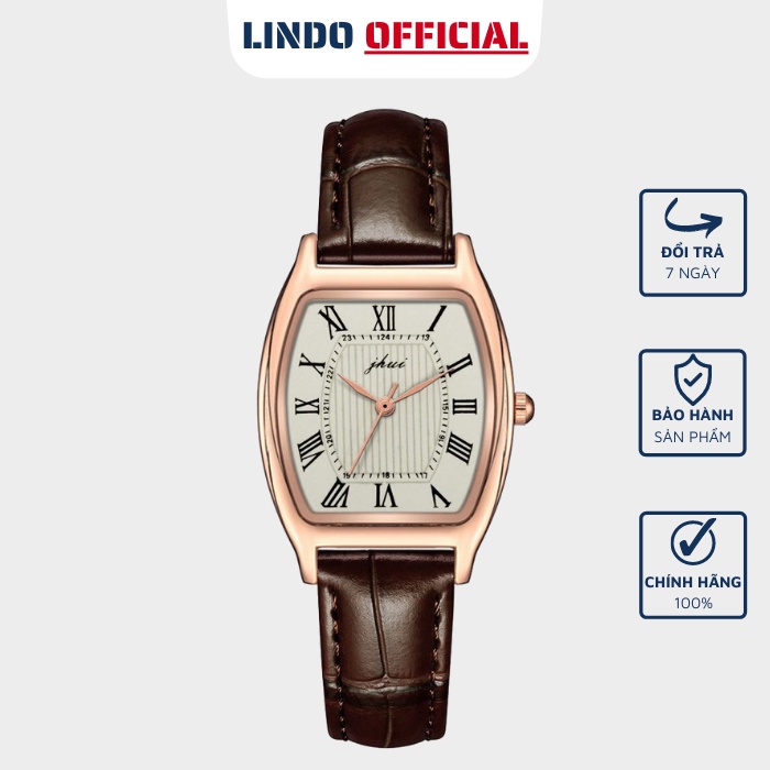Đồng hồ nữ dây da mặt vuông D-ZINER ND61 chính hãng bền đẹp chính hãng cao cấp - LINDO