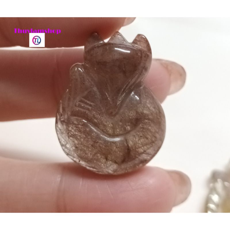 Mặt dây chuyền hồ ly định duyên đá TA tóc đỏ tóc vàng hàng tuyển thanh tẩy phong thủy may mắn