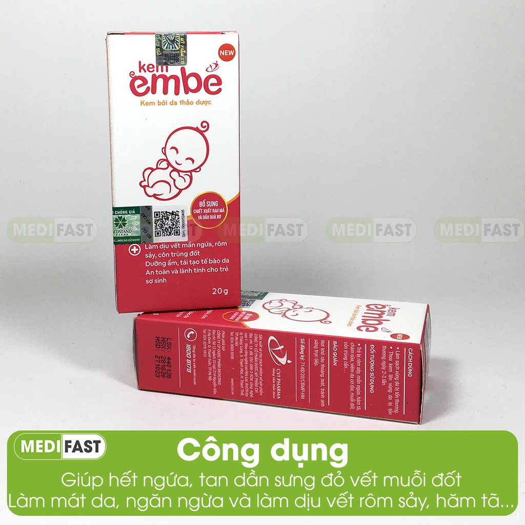 Kem em bé tuýp 20g chăm sóc da cho bé, giảm ngứa do muỗi đốt, côn trùng cắn từ chiết xuất rau má, dầu quả bơ