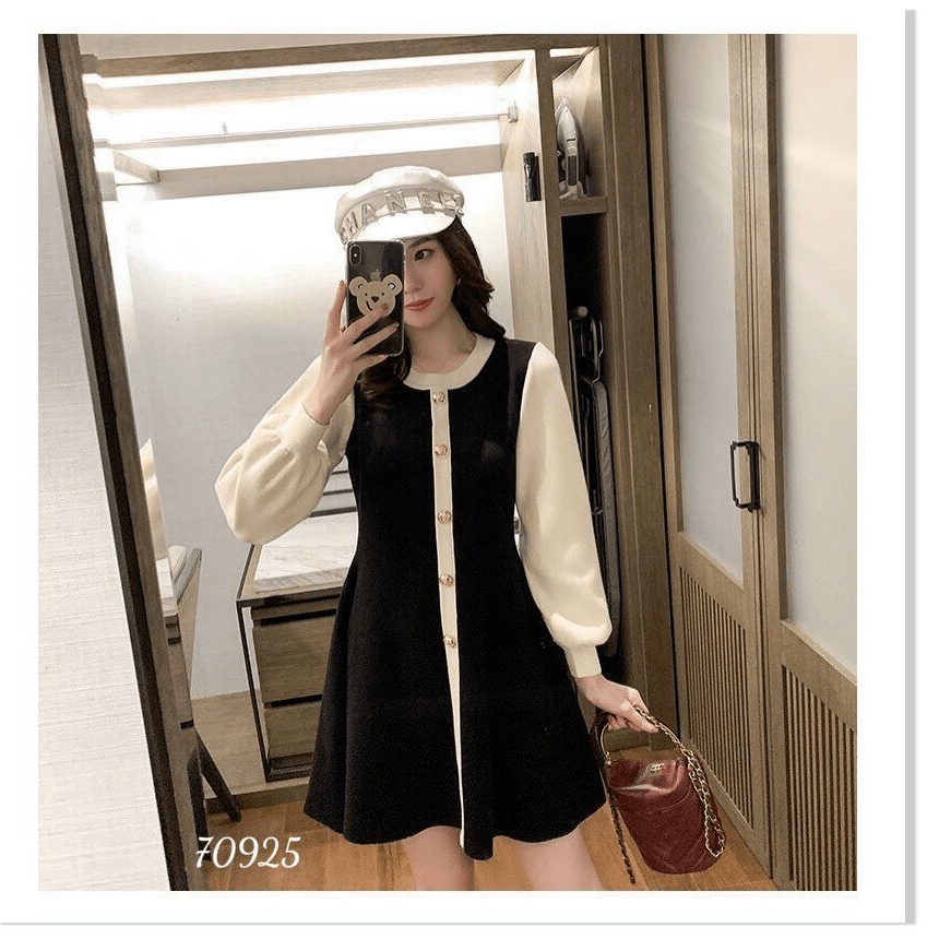 ĐẦM XÒE LỤA BI CÓ NÚT CÀI CỰC XINH KME FASHION