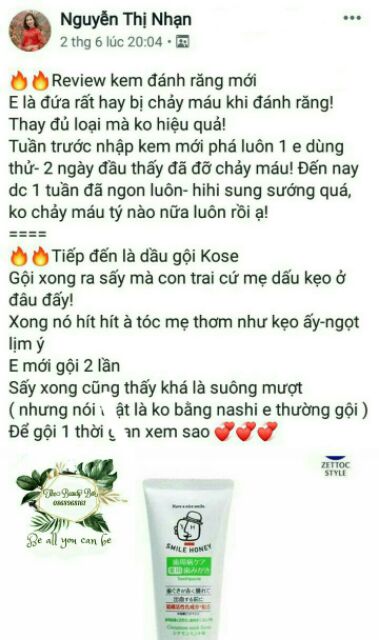 Kem đánh răng không chứa Flour - Zettoc Smile Honey 120g dành cho răng ê buốt, nhạy cảm, chảy máu chân răng