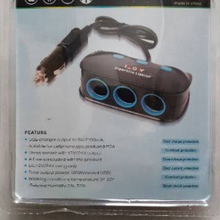 Sạc xe hơi 3 tẩu + 2 usb Weitoo WT-22 - Hồ Phạm