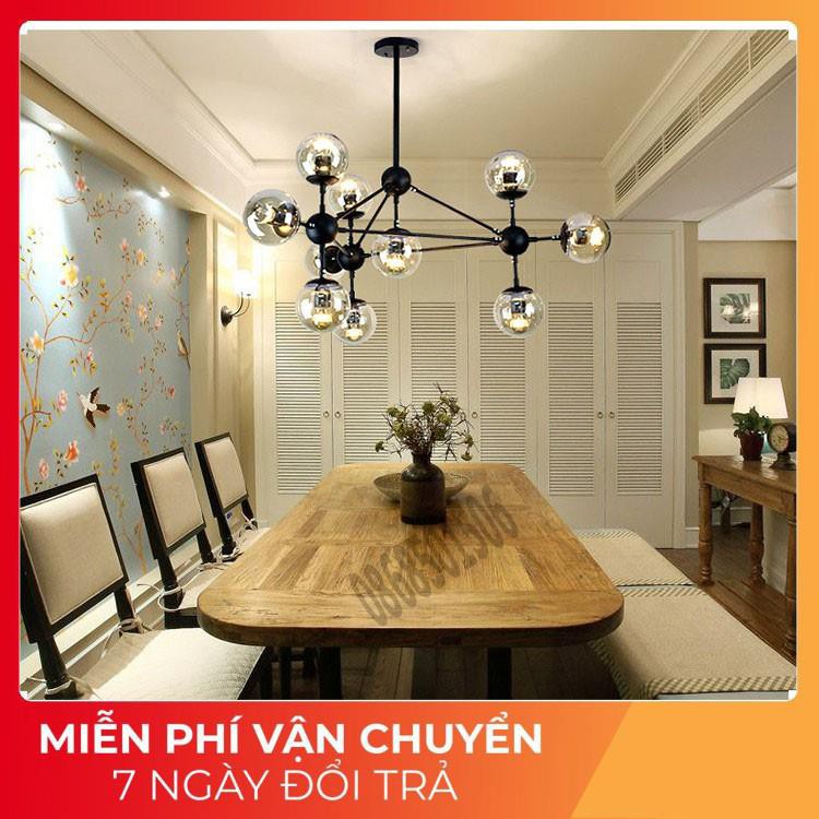 *Bảo hành 12 tháng*Đèn Chùm Phân Tử Ondric 10 bóng - Decor lighting, chùm ý 10 bóng dạng phân tử trang trí phòng khách