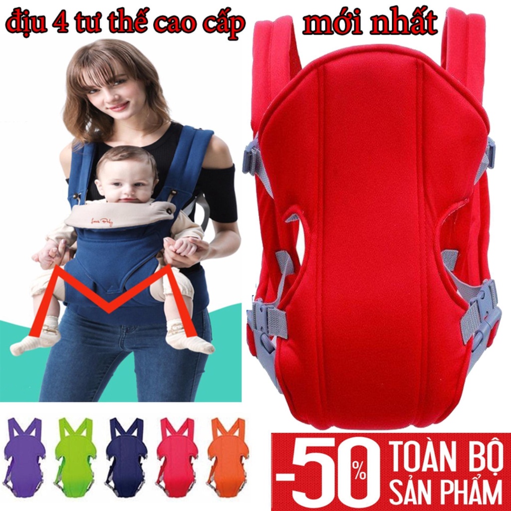 Địu 4 tư thế hàng Việt Nam 100% chất liệu cotton, tạo cảm giác thoải mái, mềm mại - an toàn cho bé yêu