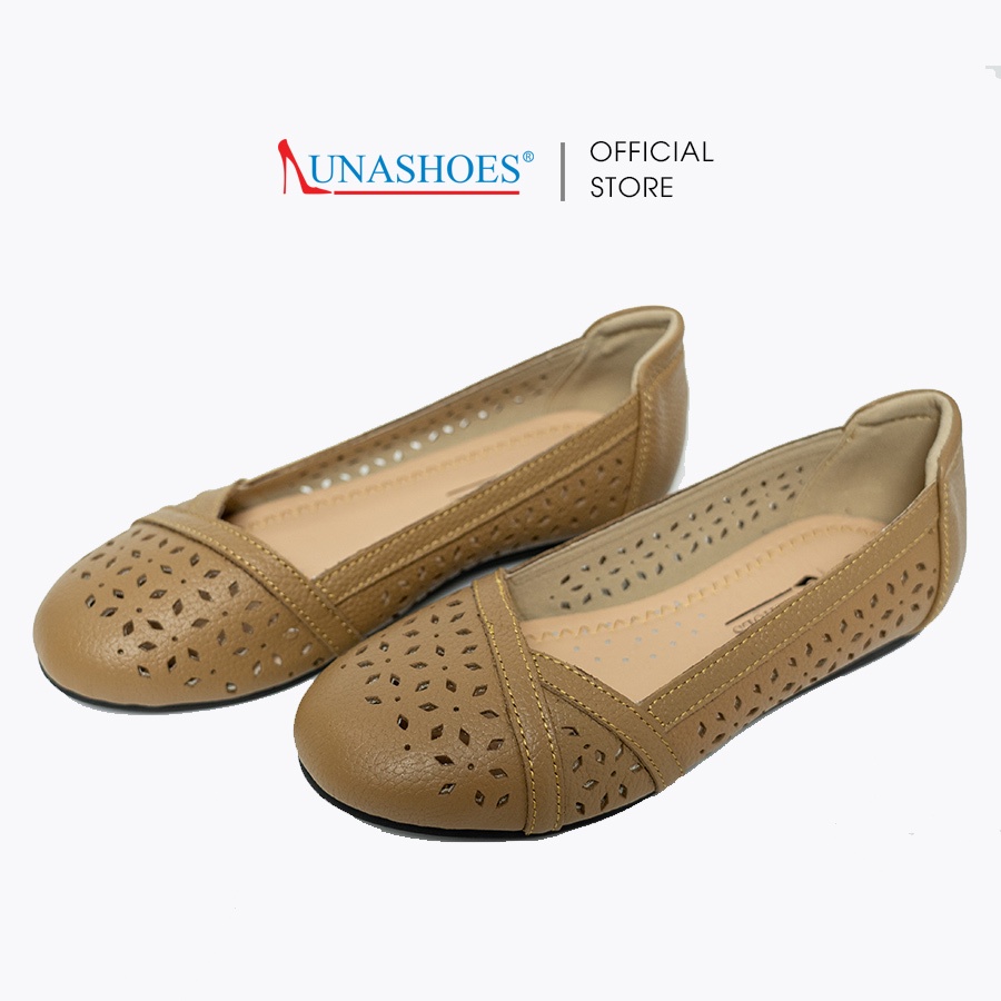 Giày bệt nữ da bò mềm LUNASHOES 1081 bảo hành 2 năm giầy trung niên nữ cho mẹ đi mùa hè mát êm chân