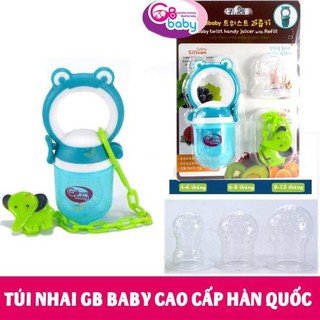Túi nhai ăn dặm núm silicon an toàn cho bé GB baby chống hóc (bộ 3 túi nhai)