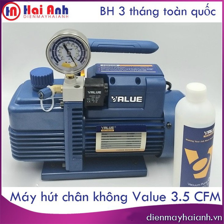 Bơm hút chân không- Bơm hút chân không điện lạnh Value 3.5 CFM V-i140SV có đồng hồ báo áp, độ bền cao