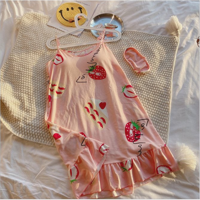 váy mặc nhà, váy ngủ đuôi cá hình dâu xinh Vn41