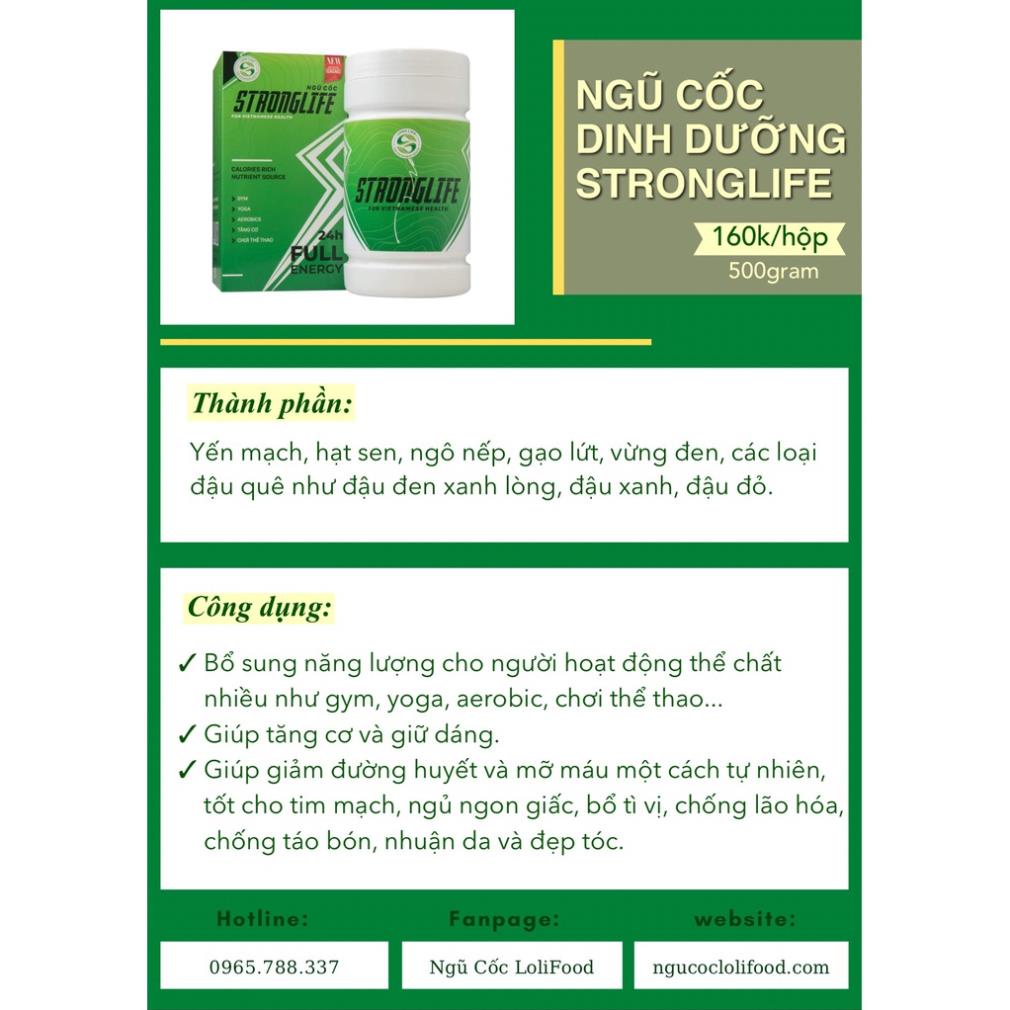 Ngũ Cốc Dinh Dưỡng Cao Cấp Stronglife, Bột Ngũ Cốc Dinh Dưỡng Cho Người Tập Gym, Tăng Cân, Giảm Cân | Lolifood (650gr)