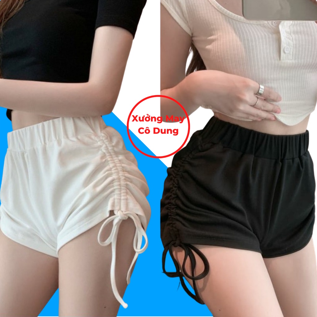 Quần đùi nữ mặc nhà rút dây, Quần short nữ ngắn cạp chun chất Cotton co dãn mát mẻ - Freeship | BigBuy360 - bigbuy360.vn