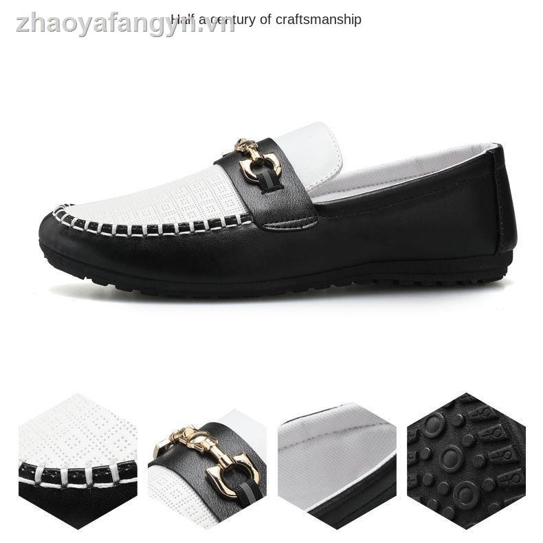 Giày lười-- Spring new men s casual peas shoes soft leather bottom driving all-match one pedal lazy trendy