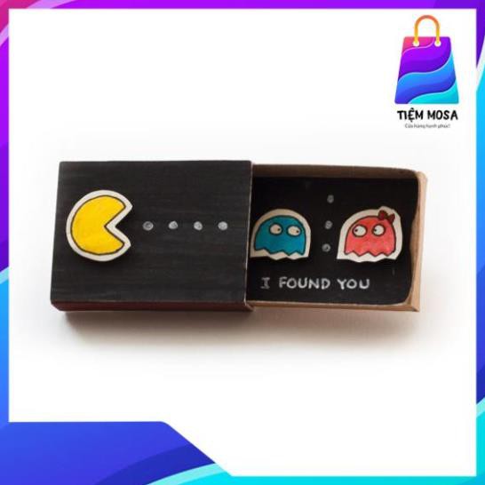 THIỆP HANDMADE HỘP DIÊM - Thiệp Tình Yêu Hộp Diêm Pacman I Found You