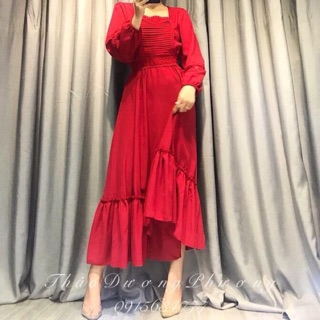Đầm maxi đuôi cá cổ vuông