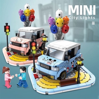 Lego khối xây dựng khối xây dựng mini Linghongguang ô tô mô hình lắp ráp trang trí lắp ráp sáng tạo cho trẻ em ô tô khối xây dựng mới