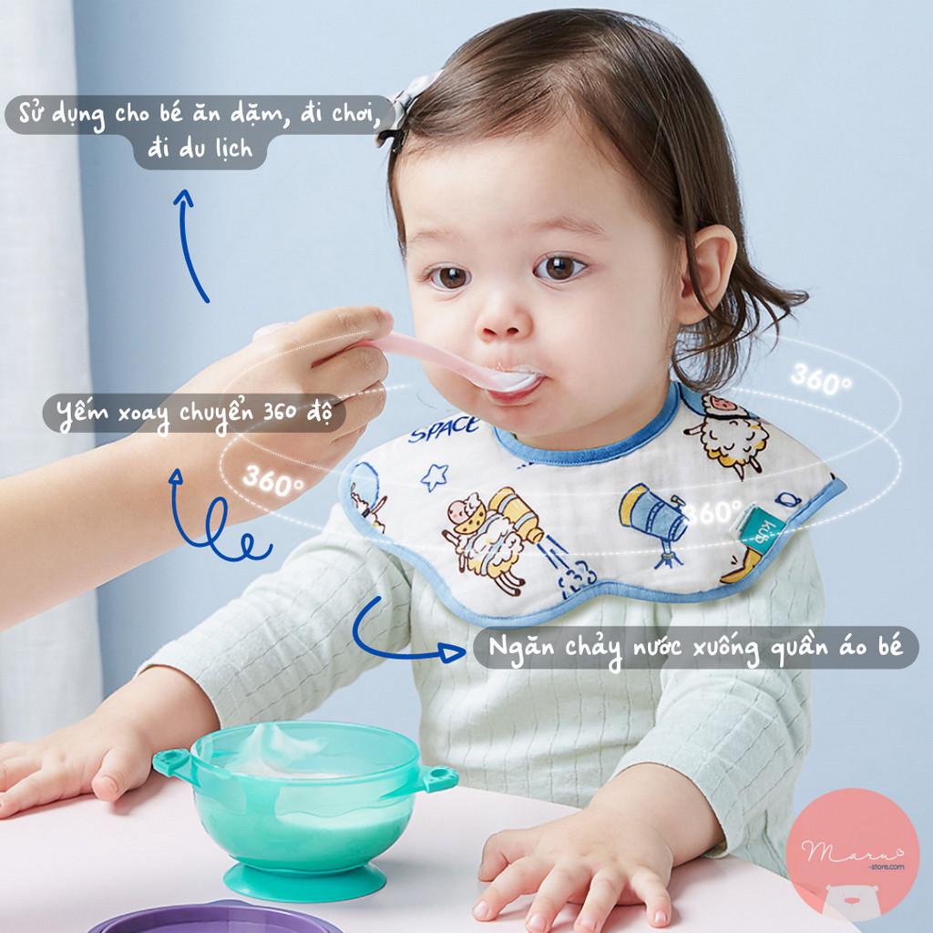 [Bộ 3 khăn] Yếm vải tròn cotton tự nhiên 6 lớp chống thấm ra áo của KUB