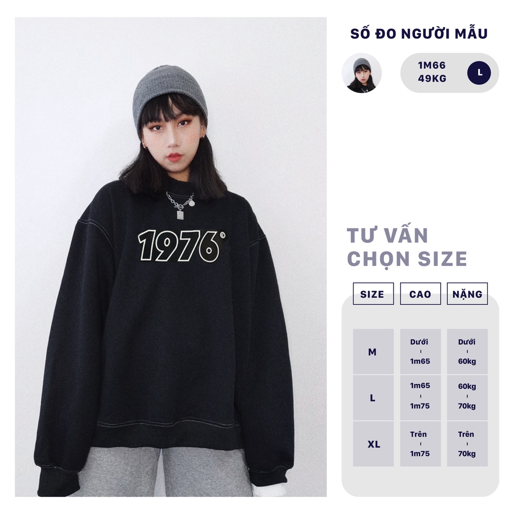 Áo Sweater 1976 City Cycle áo sweater unisex cổ cao form rộng in hình Local Brand | BigBuy360 - bigbuy360.vn