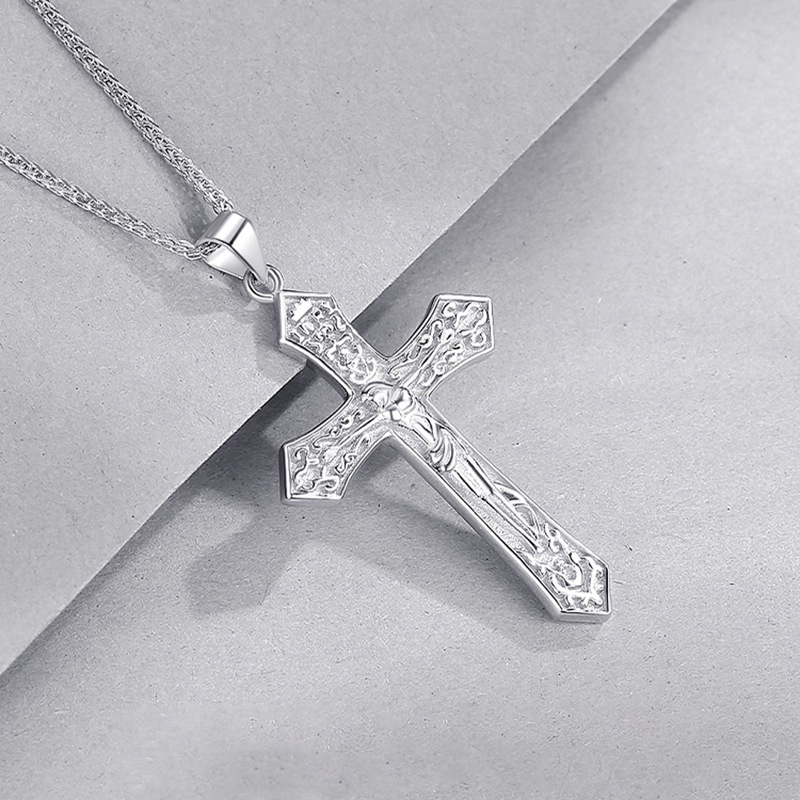 Vòng cổ Bằng Thép Không Gỉ Mặt Thánh Giá Màu Bạc Dành Cho Cặp Đôi