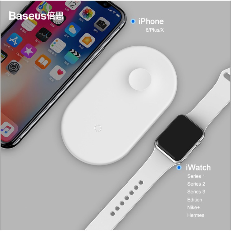 Sạc không dây 2in1 cho Apple Watch Iphone và android Baseus - Retail Boss