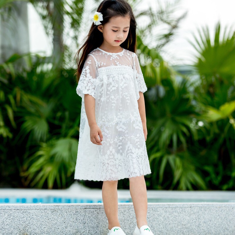 Váy Xòe Ren Dài Tay Bé Gái Xuân Hè 2020 Tiểu Thư Xinh Xắn Mát Và Bồng Bềnh DoctorBear